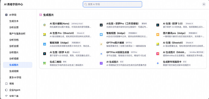 字段中心中的生图字段