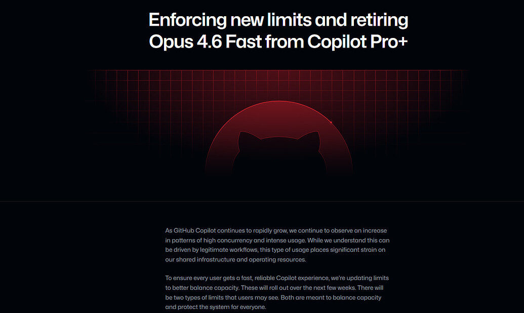 GitHub 暂停 Copilot Pro 新用户免费试用、Pro + 用户下线 Opus 4.6 Fast 模型 - 综合交流大区 ...